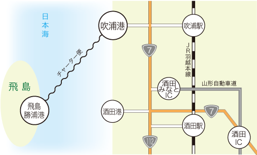 酒田市・吹浦港アクセスマップ